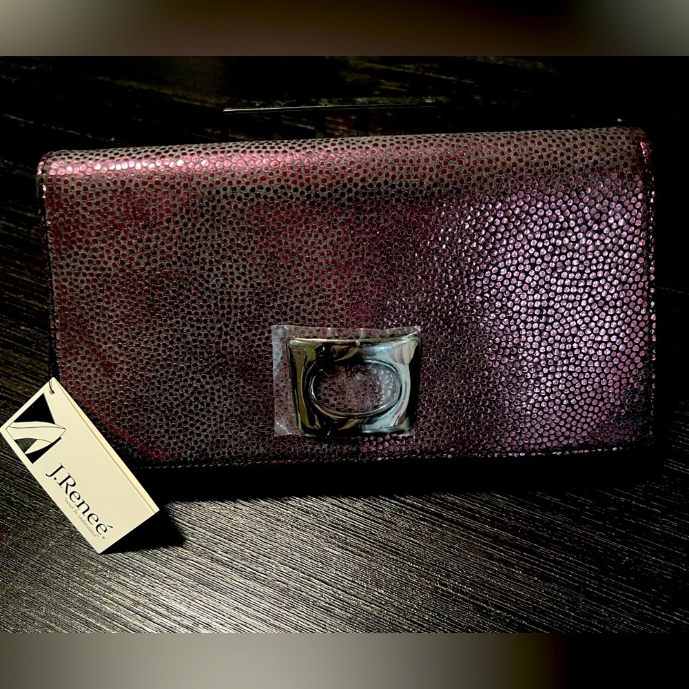 NWT J.Renee Plum/Black Muted Iridescent Evening Bag
